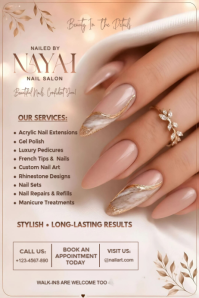 Brown Modern & Minimal Nail Salon Promotion Poster template