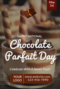 Brown Brown Modern & Minimal National Chocolate Parfait Day Flyer Template | Editable Dessert Promotion De Poster