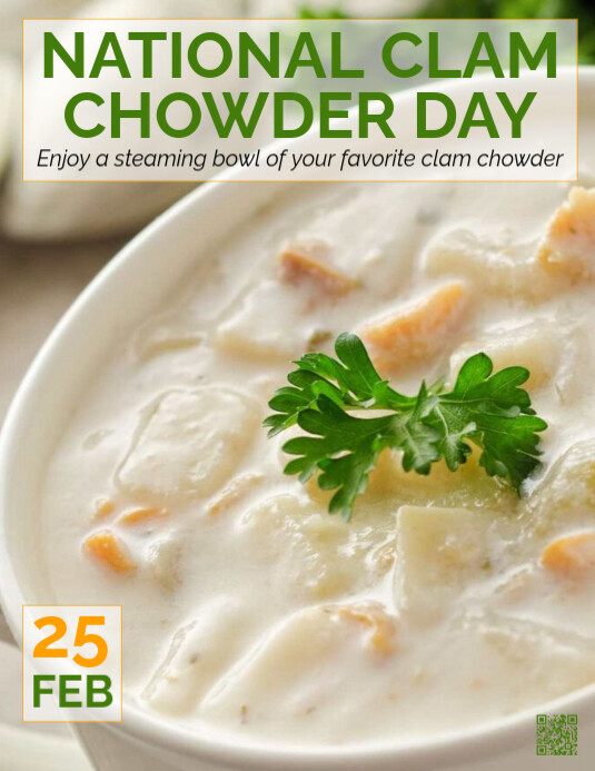 Copy of Brown Modern & Minimal National Clam Chowder Day Flyer (us ...