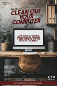 Marrón National Clean Out Your Computer Day Poster Template