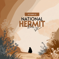 棕色 National Hermit Day Instagram Post Template