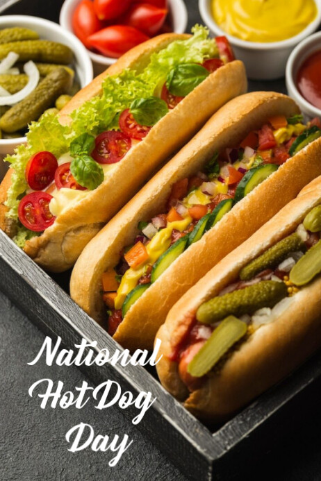 Brown Modern & Minimal National Hot Dog Day  Poster Plakat template