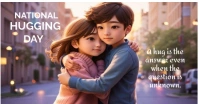Brown Modern & Minimal National Hugging Day  Facebook Shared Image template