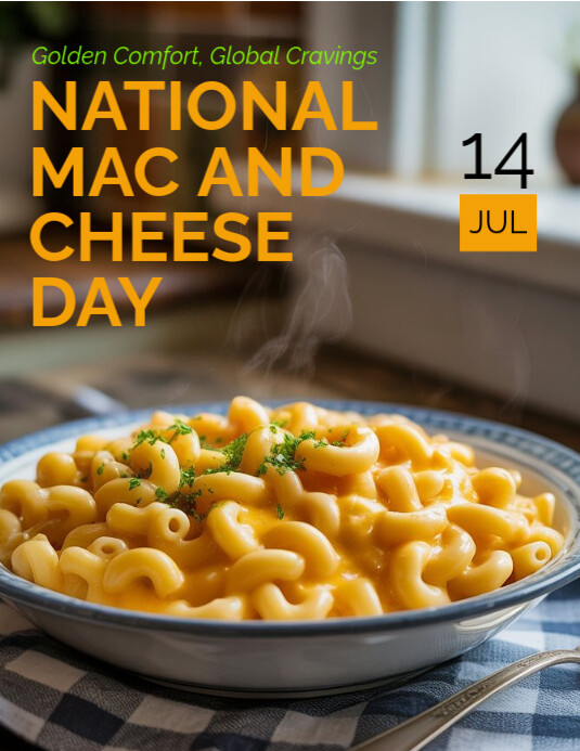 Brown Modern & Minimal National Mac And Cheese Day Flyer (us Letter) Pamflet (VSA Brief) template