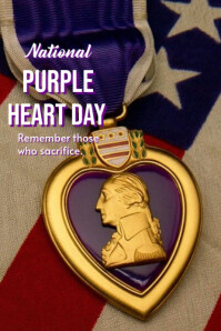 Brown Modern & Minimal National Purple Heart Day  Poster template
