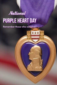 Brown Modern & Minimal National Purple Heart Day  Poster template