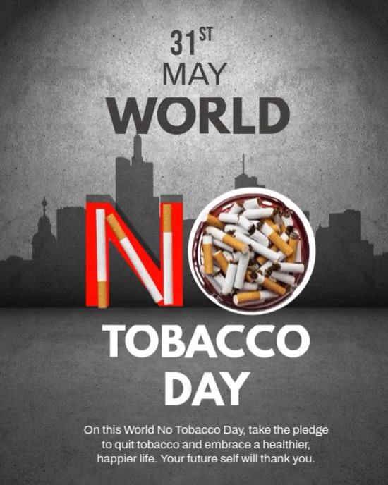 Brown Modern & Minimal No Tobacco Day Instagram Portrait template