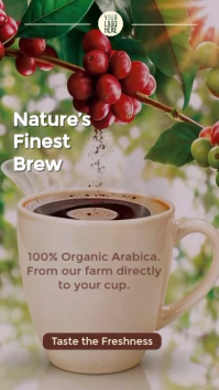 Brown Modern & Minimal Organic Coffee "farm To Cup" Promo & Social Media Ad Instagram Story template