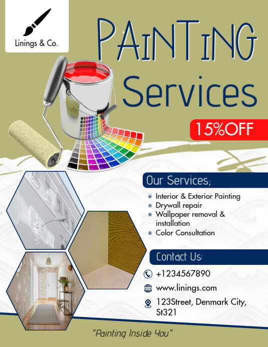 Brown Modern & Minimal Painting Services  Flyer (us Letter) Pamflet (VSA Brief) template