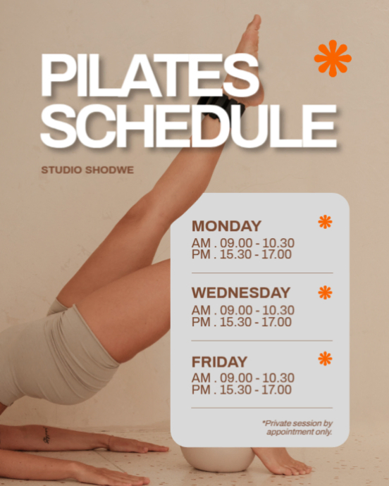 Brown Modern & Minimal Pilates Schedule Exercise Instagram Portrait template