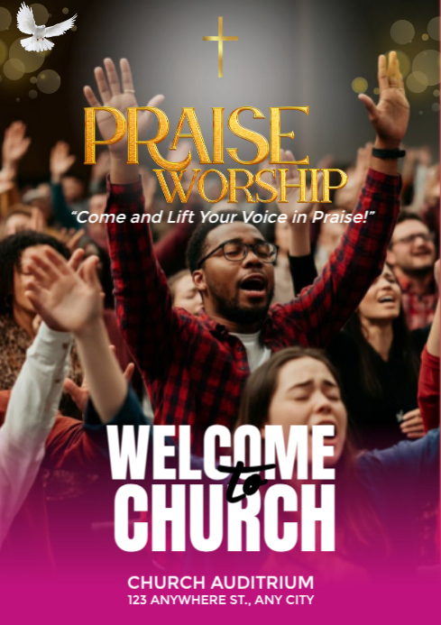 Brown Modern & Minimal Praise And Worship A4 Template | PosterMyWall