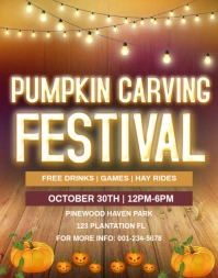 Brown Modern & Minimal Pumpkin Carving Festival Flyer Template Poster/wallboard Poster/Wandzeitung