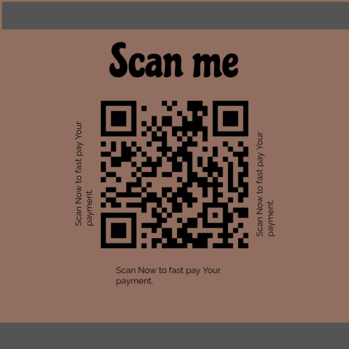 Brown Modern & Minimal QR Code Payment Instagram Post Template ...