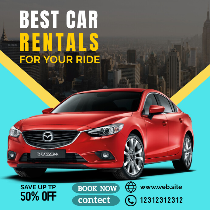 Copy of Brown Modern & Minimal Red Car For Rent Inst | PosterMyWall