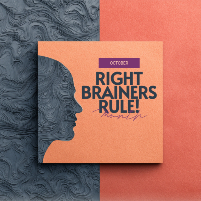 Brown Modern & Minimal Right Brainers Rule! Month Instagram Post template