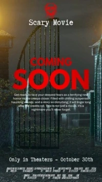 Brown Modern & Minimal Scary Movie Coming Soon Digital Display (9:16) template