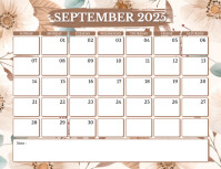 Brown Modern & Minimal September Calendar 2025 Flyer (us Letter) template