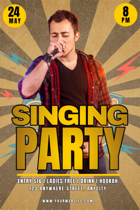Brown Modern & Minimal Singing Party Poster Template | PosterMyWall