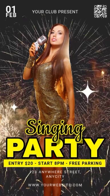 Brown Modern & Minimal Singing Party Tampilan Digital Template ...