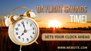 Brown Modern & Minimal Spring Forward Time Alert Youtube Thumbnail template