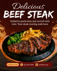 Brown Modern & Minimal Steak Promotion Instagram Portrait template