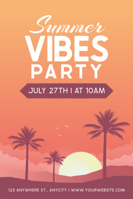 Brown Modern & Minimal Summer Vibes Party Poster Cartaz template