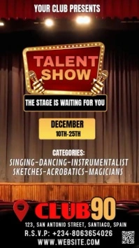 Brown Modern & Minimal Talent Show Template  Instagram Story Instagram-verhaal