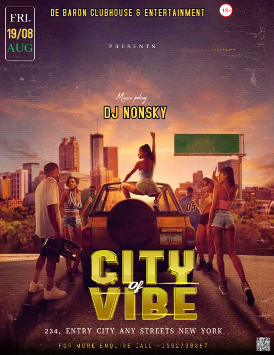 Brown Modern & Minimal This Image Is A Retro-styled Flyer For An Event Titled "city Of Vibe." Flyer 传单(美国信函) template