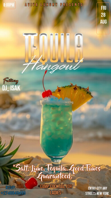 Brown Modern & Minimal This Image Is A Vibrant And Inviting Poster Design For A "tequila Hangout" Ev Instagram 快拍 template