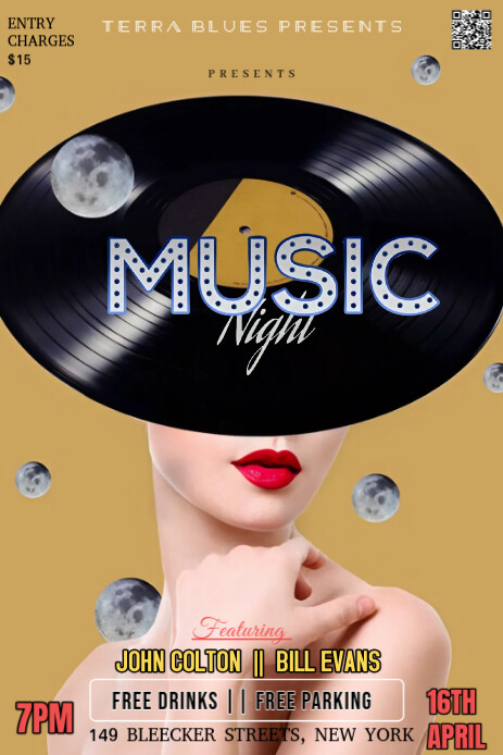 Brown Modern & Minimal This Stylish And Creative Flyer Promotes A "music Night" Pinterest Graphic Pinterest-grafik template