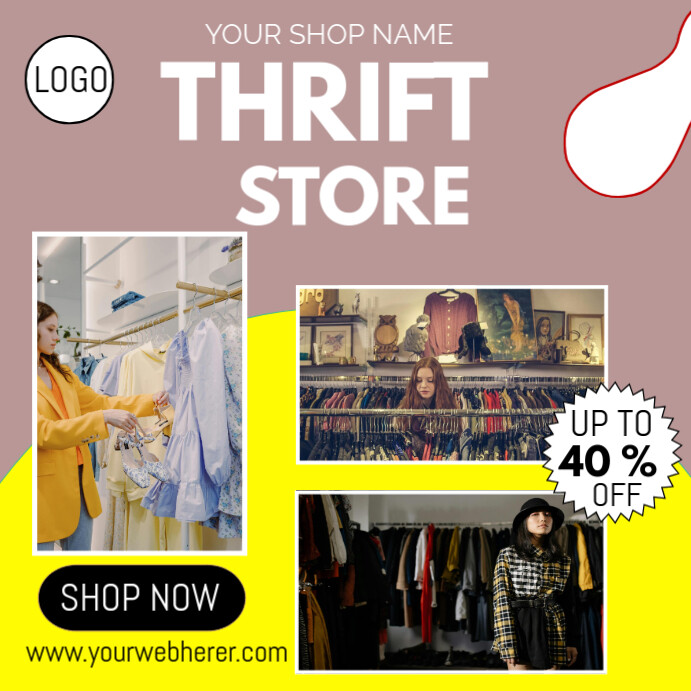 Brown Modern & Minimal Thrift Store Instagram Post Template | PosterMyWall