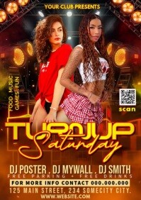 Brown Modern & Minimal Turnup Saturday A1 template