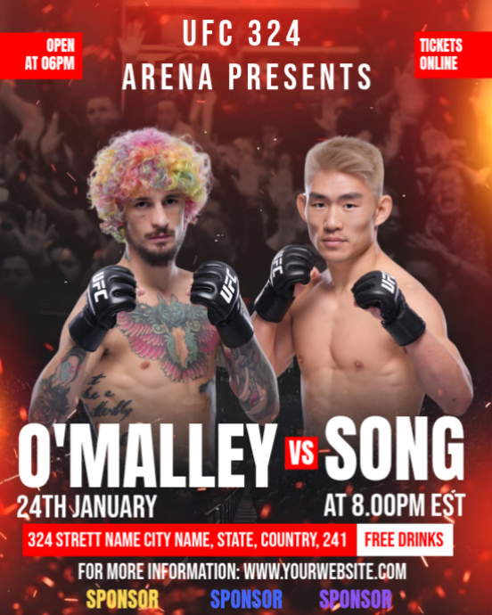 Brown Modern & Minimal Ufc 324 O'malley Vs Song Instagram Portrait ...