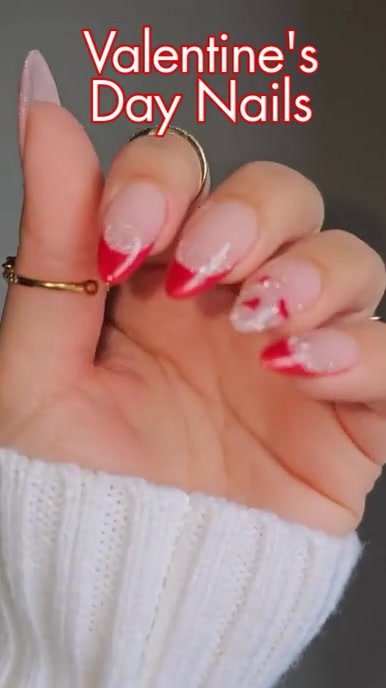 Brown Modern & Minimal Valentine's Day Nails Video Digital Display (9:16) template