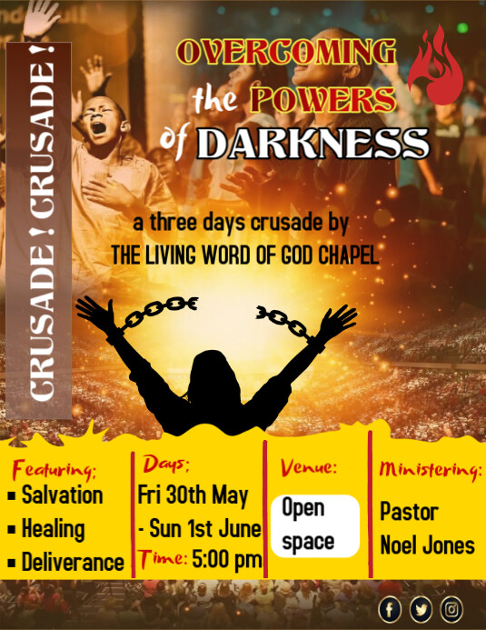 Brown Modern & Minimal Victory In The Light Church Flyer  Flyer (us Letter) template