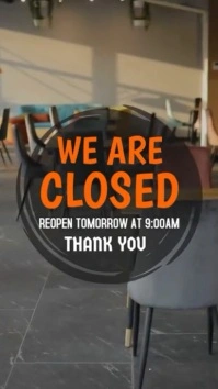 Brown Modern & Minimal We Are Closed Video  Digital Display (9:16) template