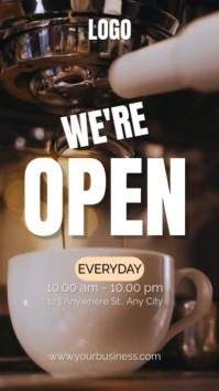 Brown Modern & Minimal We Are Open Cafe Instagram Story template