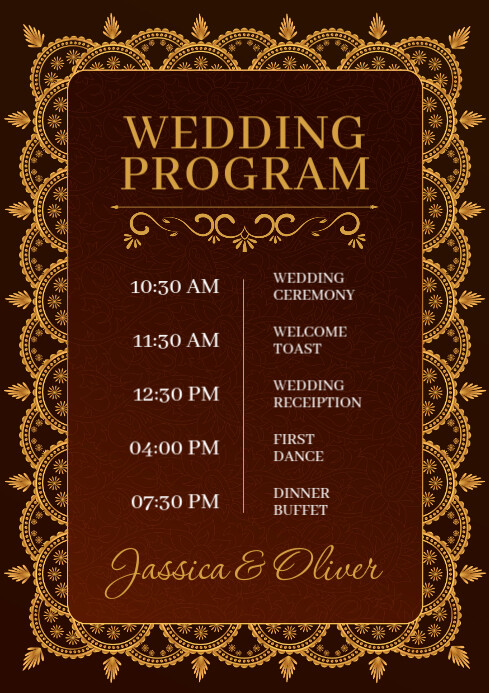 Brown Modern & Minimal Wedding Program A4 template
