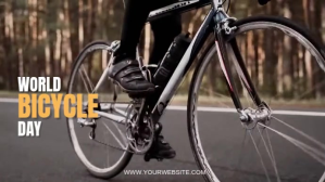 Brown Modern & Minimal World Bicycle Day Digi Digitalt display (16:9) template