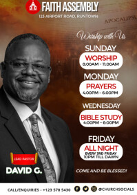 Brown Modern & Minimal Worship With Us Flyer A5 template