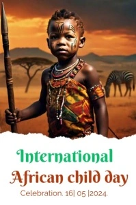 Brown Modern & Minimal African Child Day Post Affiche template
