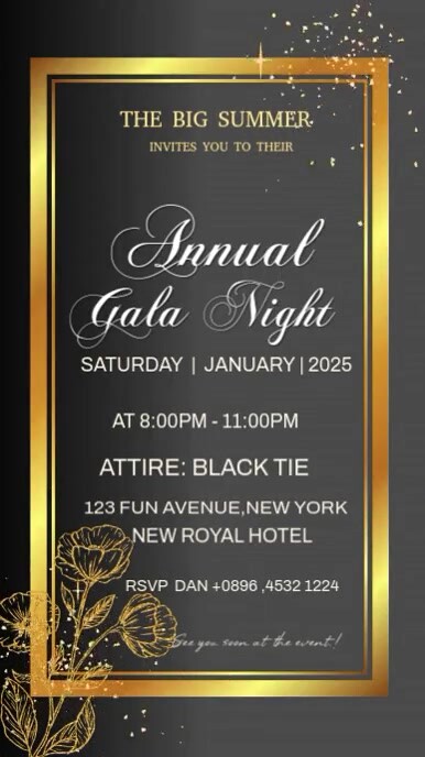 Brown Modern & Minimal Annual Gala Night Design  Digital Display (9:16) template