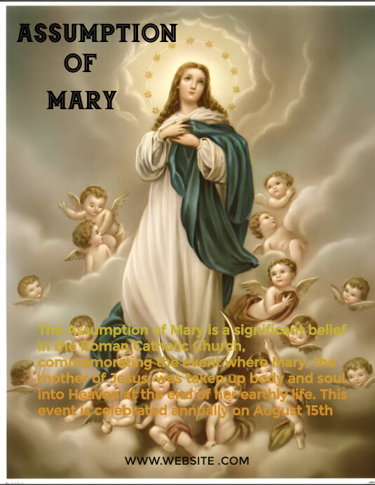 Brown Modern & Minimal Assumption Of Mary Fly Ulotka (US Letter) template