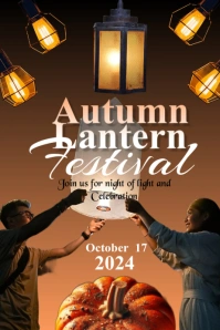 Brown Modern & Minimal Autumn Lantern Festival Poster template