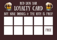 Brown Modern & Minimal Bar Pub Loyalty Card Kartu Pos template