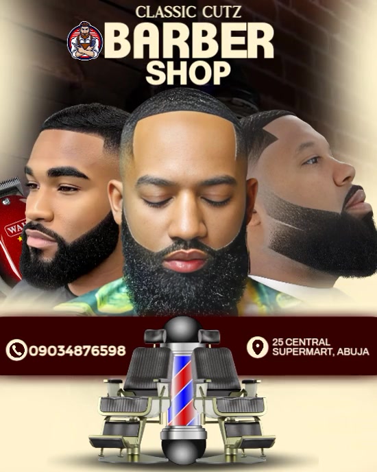 Brown Modern & Minimal Barber Shop Video Template  Instagram Portrait