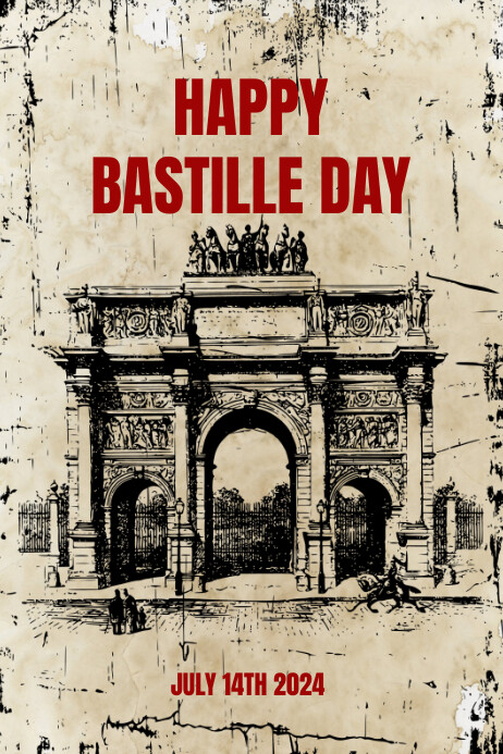 Brown Modern & Minimal Bastille Day Poster Plakat template