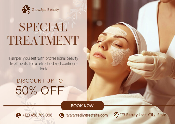 Brown Modern & Minimal Beauty Treatment A6 template