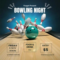 Brown Modern & Minimal Bowling Night Pos Inst Instagram Plasing template