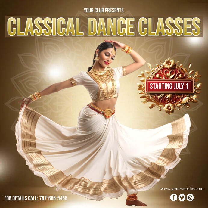 Brown Modern & Minimal Brown & Golden Dance C Wpis na Instagrama template